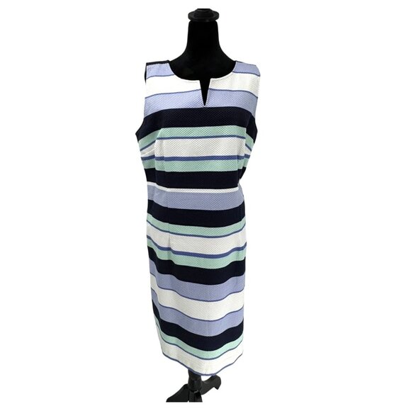 Talbots‎ Sleeveless Textured Sheath Dress Women 16 Old Money Nautical Preppy - Picture 3 of 8